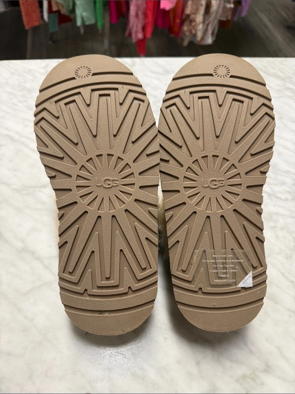 UGG NIB Women's Funkette Platform Suede Slippers in Chestnut Size 9
